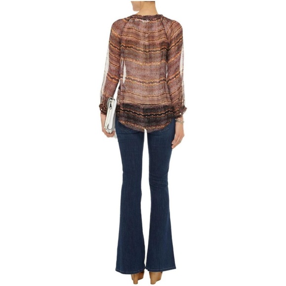 ISABEL MARANT ETOILE silk long sleeve abstract bohemian blouse sheer size 10 - Picture 3 of 12